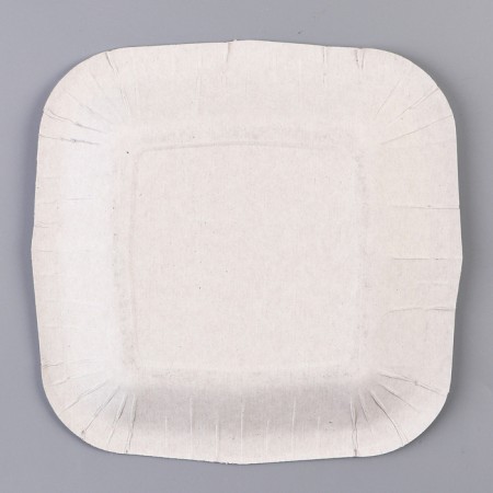 A plate disposable paper square "yellow", square, 16.5x16.5 cm-3