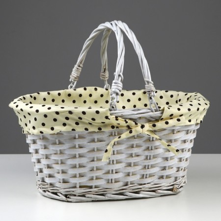 Wicker basket, 35x27x17 cm, vine, fabric