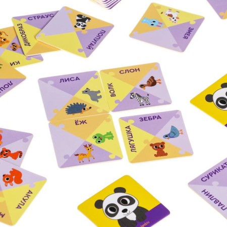 Domino board game “Puzzles-readers. Animals ", 4+-2