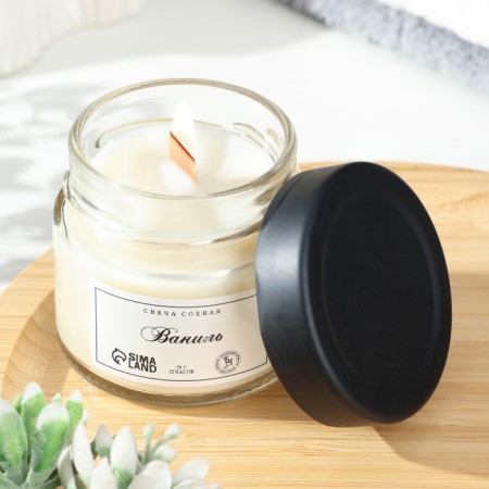 Aromatic candle made of soy wax in a bank, 75 g, vanilla