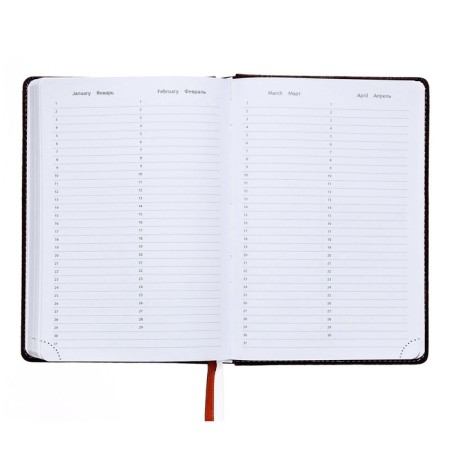 Leduced Diary A5, 160 sheets, attomex.croco, hard -skinned artificial leather cover with foam rubber, liesse, block 70 g/m2, brown-8