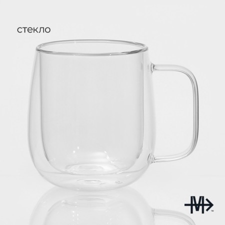 Glass mug with double walls Magistro "Adele", 400 ml-1