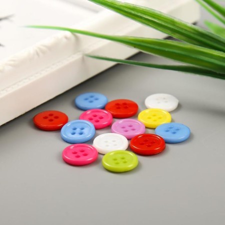 A set of buttons of decorative plastic "Bright round" set of 50 pcs 1.2x1.2 cm-1