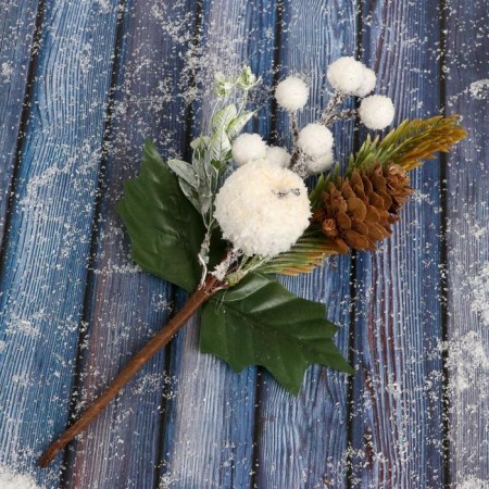 Decor "Winter Charm" White apple bump Greens, 23 cm-2