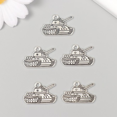 Decor Metal for creativity "Tank with a star" 1.5x2.5 cm-2