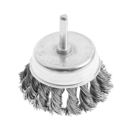 Metal brush for a tundra drill, with a hairpin, twisted wire, "cup", 75 mm