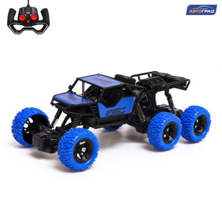 Radio -controlled jeep 6x6, 1:18, works on the battery, the color is blue