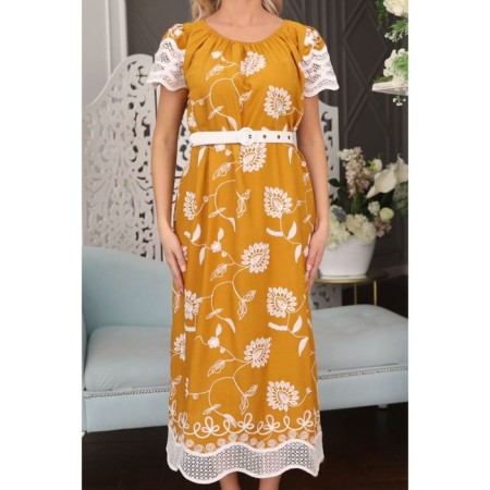 Female dress, size 50, mustard color-9
