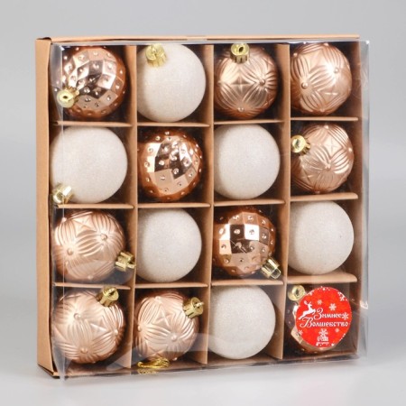 Set of balls plastic 16 pcs "Isabelle" geometry, gold-1
