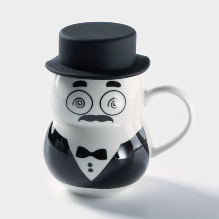 Ceramic mug with silicone lid "Gentleman", 380 ml, MIX drawing-2