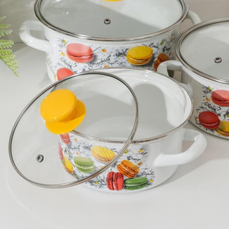 Set of pots "Color cooking", 3 subjects: 1.5 l, 2 l, 3 l, covers, induction-1