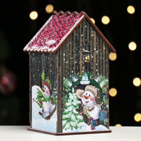 Tea house/ piggy bank, brown tree, 16.5x10x9 cm-2