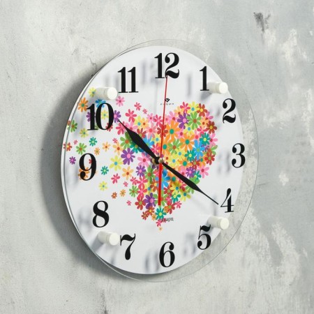 Wall clock, interior "heart from flowers", silent-1