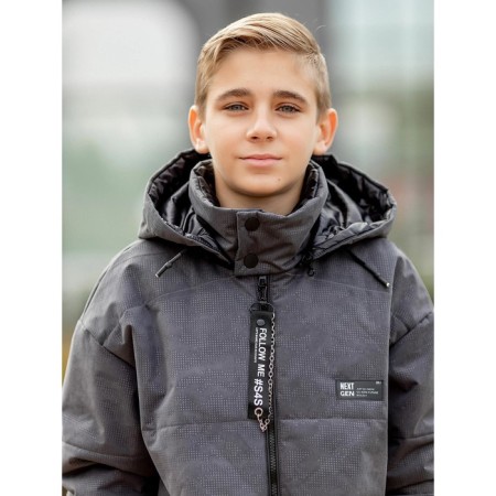 Park jacket for a boy, height 140 cm, color black graphite-4