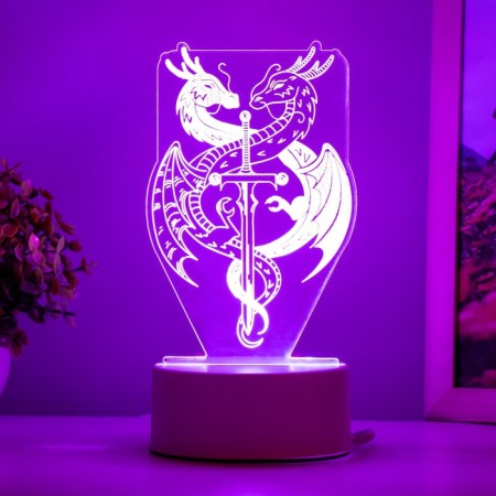 Lamp "Two Dragons" LED white 10x9.5x16 cm-6