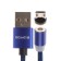 MaxVI MCM -01M cable, microUSB - USB, 2 A, 1 m, magnetic, nylon, backlight, blue