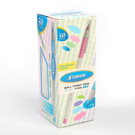 Ballic handle 1.0 mm, blue rod, white case with transparent caps, with rubber holders, mix-4