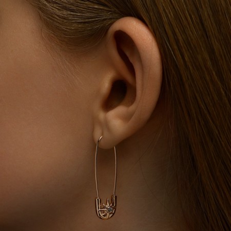 Earrings with rhinestones Xuping pin are impeccable, white color in pink gold-1