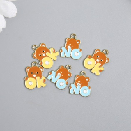 Decor for creativity Metal, enamel "Bear -/no" set 2 pcs 1.5x1.7 cm