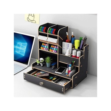 Organizer - Table Devente stand. Elrix 24.5 x 15 x 25.5 cm, MDF, black, cardboard box-11