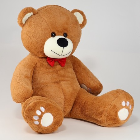 Soft toy "Bear", with a red bow, 70 cm, brown color-1