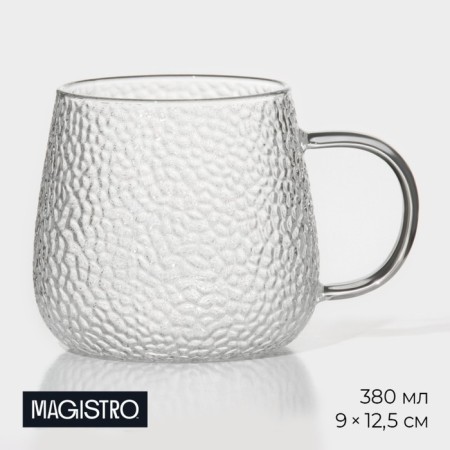 Glass mug Magistro "Sarah", 380 ml, 9 × 12.5 cm
