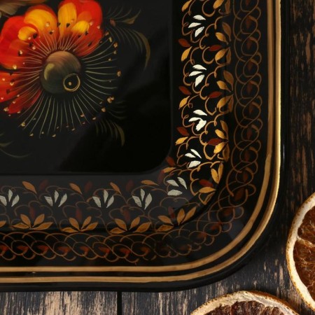 Tray with Zhostovskaya painting, 49x39 cm-1