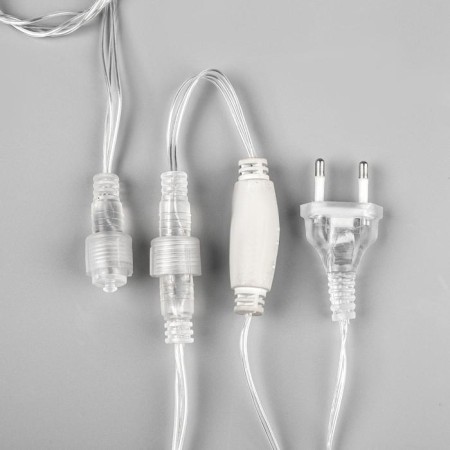 Garland "fringe" 3 × 0.6 m, IP44, UMS, transparent thread, 160 LED, red glow, white flicker, 220 V-5