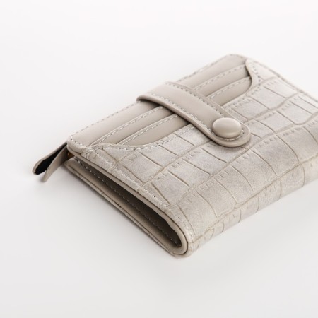 Women's wallet on the button, beige-gray color-2