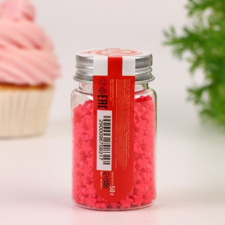 Confectionery Sprinking "Small Star" Pink, 50 g-2