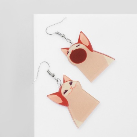 Acryl Earrings "Cats" are funny, the color of beige-brown