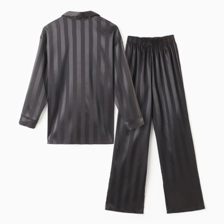 Female pajamas (shirt, trousers) kaftan "strip", black, size 48-50-10