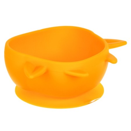 Baby plate on a suction cup, silicone, yellow color, rr: 12x15x5.5 cm-5
