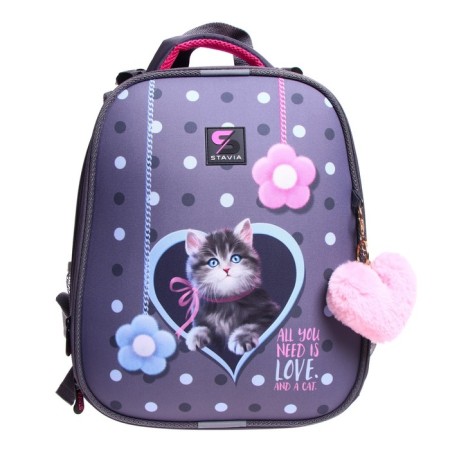 School backpack 38 x 30 x 16 cm, ergonomic back, stavia "cat"-2