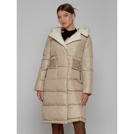 Coat insulated winter female, size 44, beige color-13