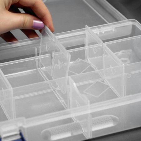 Organizer for needlework, with removable cells, 10 departments, 31 × 20.5 × 6 cm, the color is transparent-1