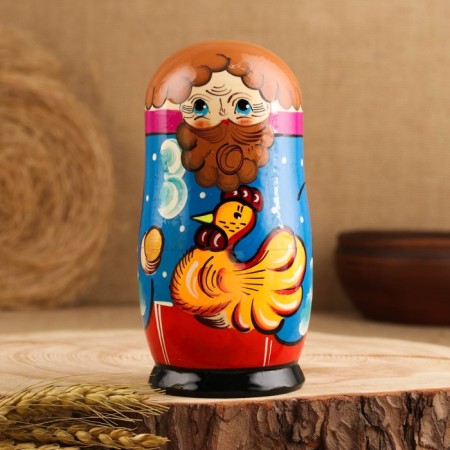 Matryoshka "Ryaba chicken", plot, 5 puppet, 13.5 - 15 cm, mix-2