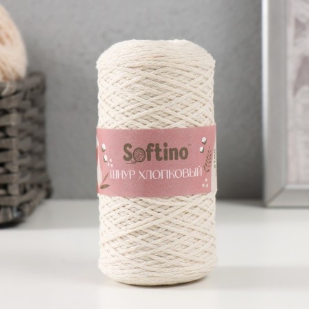 Knitting cord without a core 70% cotton, 30% polyester 1mm 200m/60 ± 10g (02-milk)