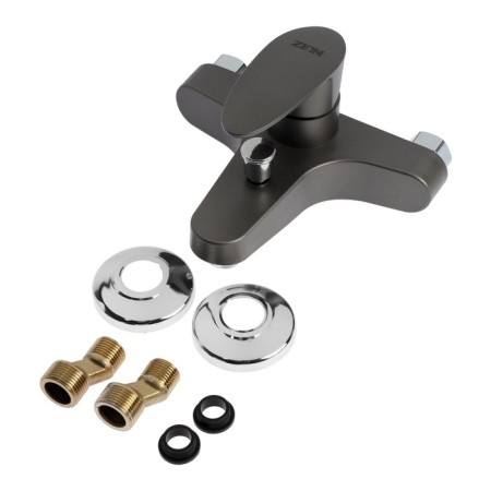 Bath mixer Zein Z3675, single-leaf, without shower set, ABS plastic, graphite-8