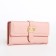 Women's wallet on the button, pink color