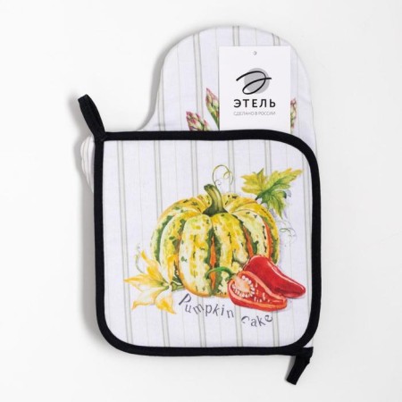 Ethel kitchen set "Vegetable": mittens-seging 20x28 cm, take 19x19 cm, 100% cotton-5
