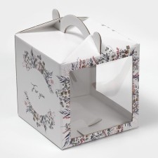 Confectionery box with a window, a chest, packaging, a “delicate wreath” 20 x 20 x 20 cm