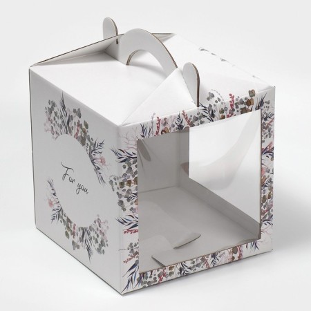 Confectionery box with a window, a chest, packaging, a “delicate wreath” 20 x 20 x 20 cm