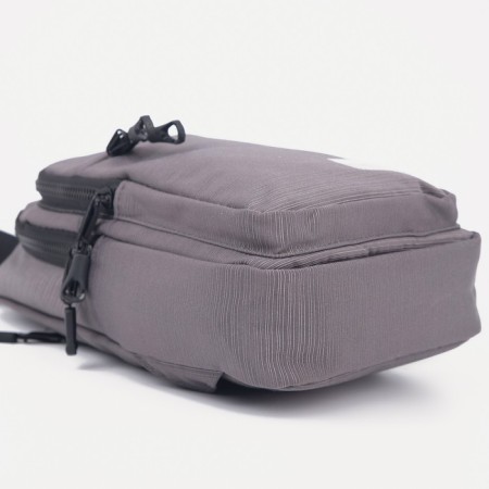 Male sling bag from textiles, headphone opening, gray color-3