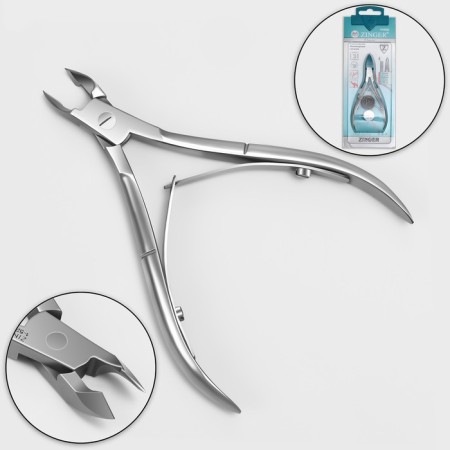 Manicure nippers for cuticles, double spring, 10 cm, blade length-5 mm, on the blist, matte silver, B-188 (450) -D (FD) -sh lj
