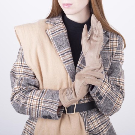 Gloves are female, dimensionless, without insulation, beige color-1