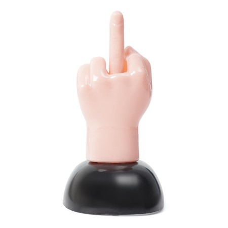 Souvenir with a moving finger Fuck Off, on a sunny battery