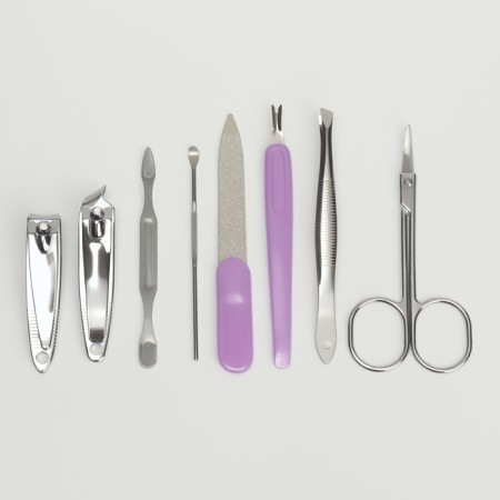 Manicure set, 8 items, in case, red color-1