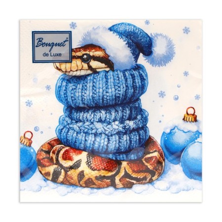 New Year's napkins paper bouquet de luxe "New Year's python", 3 layers, 24x24 cm, 25 pcs.-1