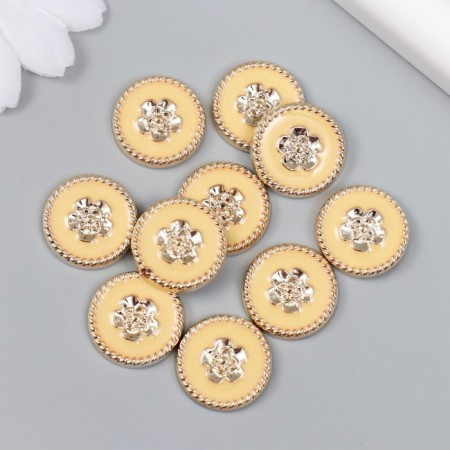 Decor for creativity plastic "Flower in a circle" yellow, gold 0.3x1.8x1.8 cm-2